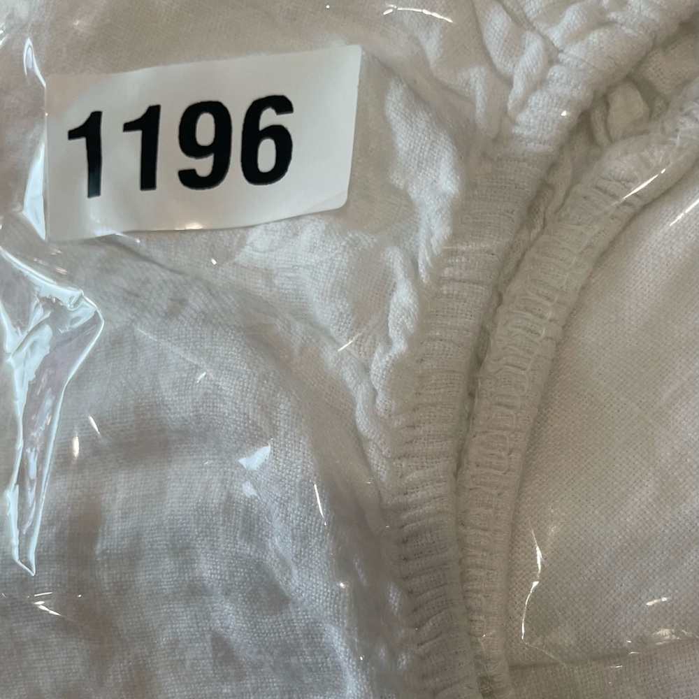 Terzo Millennio Women’s Top Medium White Off Shoulder Short Linen Short Sleeve - Picture 9 of 9